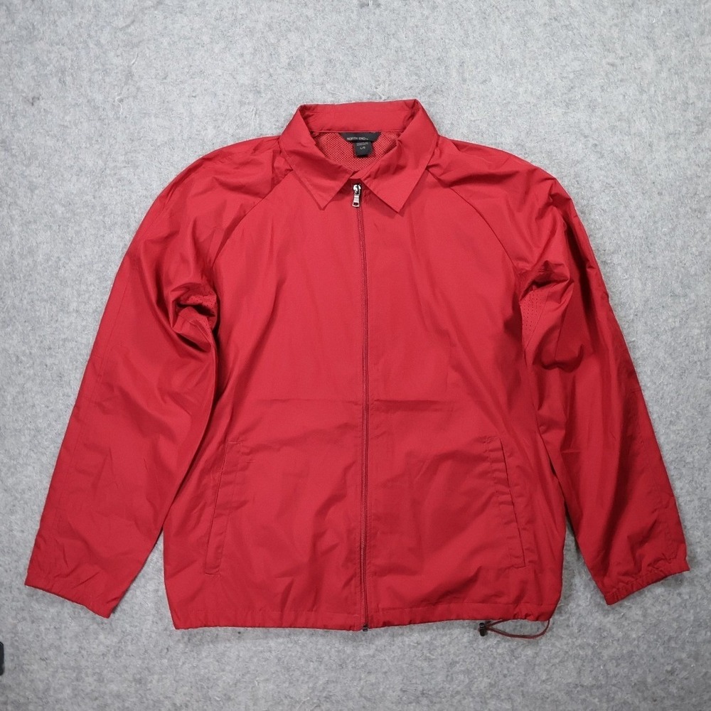 North End Windbreaker Jacket Mens Large Red Excellent Vintage Full Zip